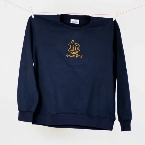 Onion Bags Hand-Embroidered Crewneck Sweater - Navy 1