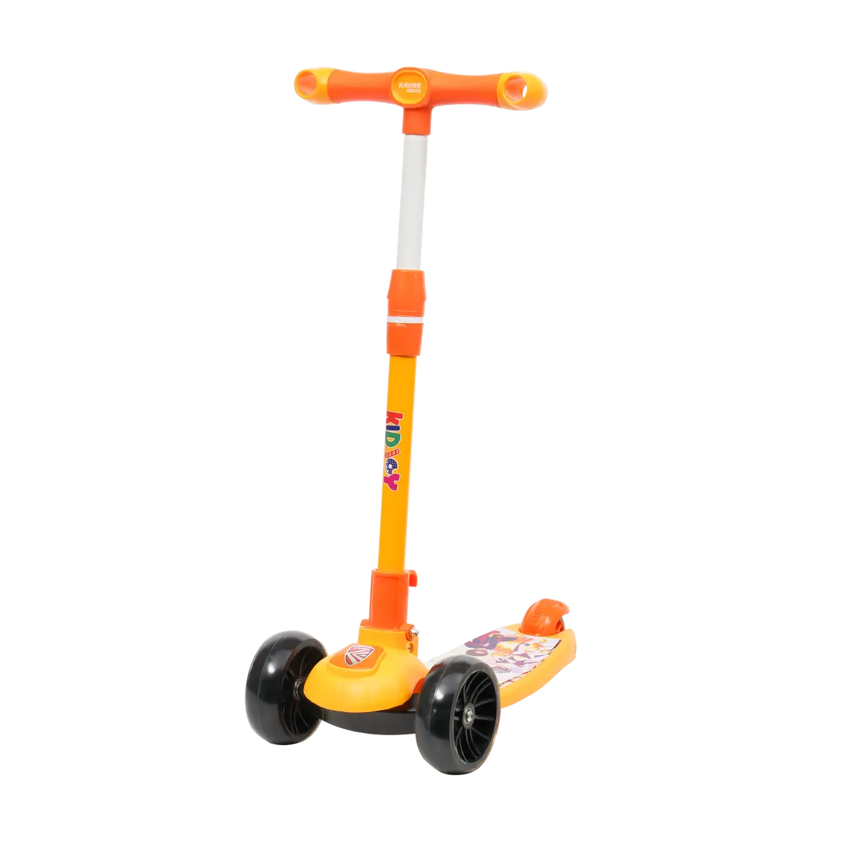 Kidjoy Sx-1 Kids Scooter | Adjustable Handle, Led Wheels, Rear Brake & Foldable Design (4–5 Yrs)-Orange 1