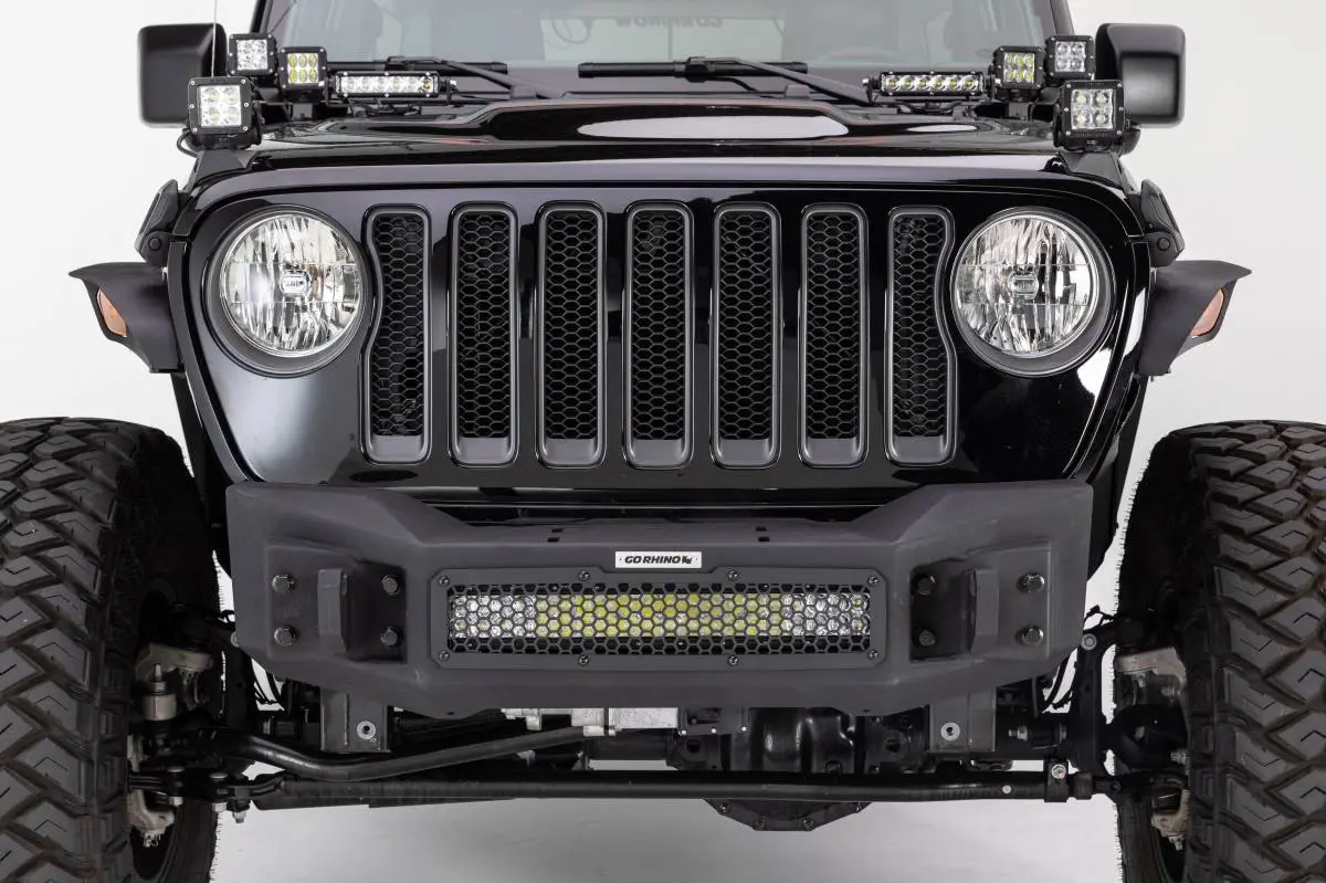 Go Rhino Rockline Stubby Winch Bumper For 07-24 Wrangler Jk Jl & Gladiator Jt 2