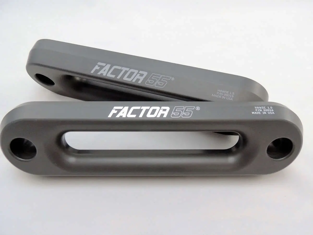 Factor 55 00019 Hawse Fairlead 1.5 In. Thick - For Truck/Jeep Applications, Anodized Gray 1