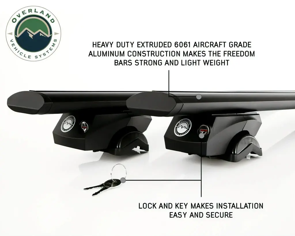 Overland Vehicle Systems Freedom Cross Bars System For Factory Side Rail Mounts - Lockable (Select Size) 1