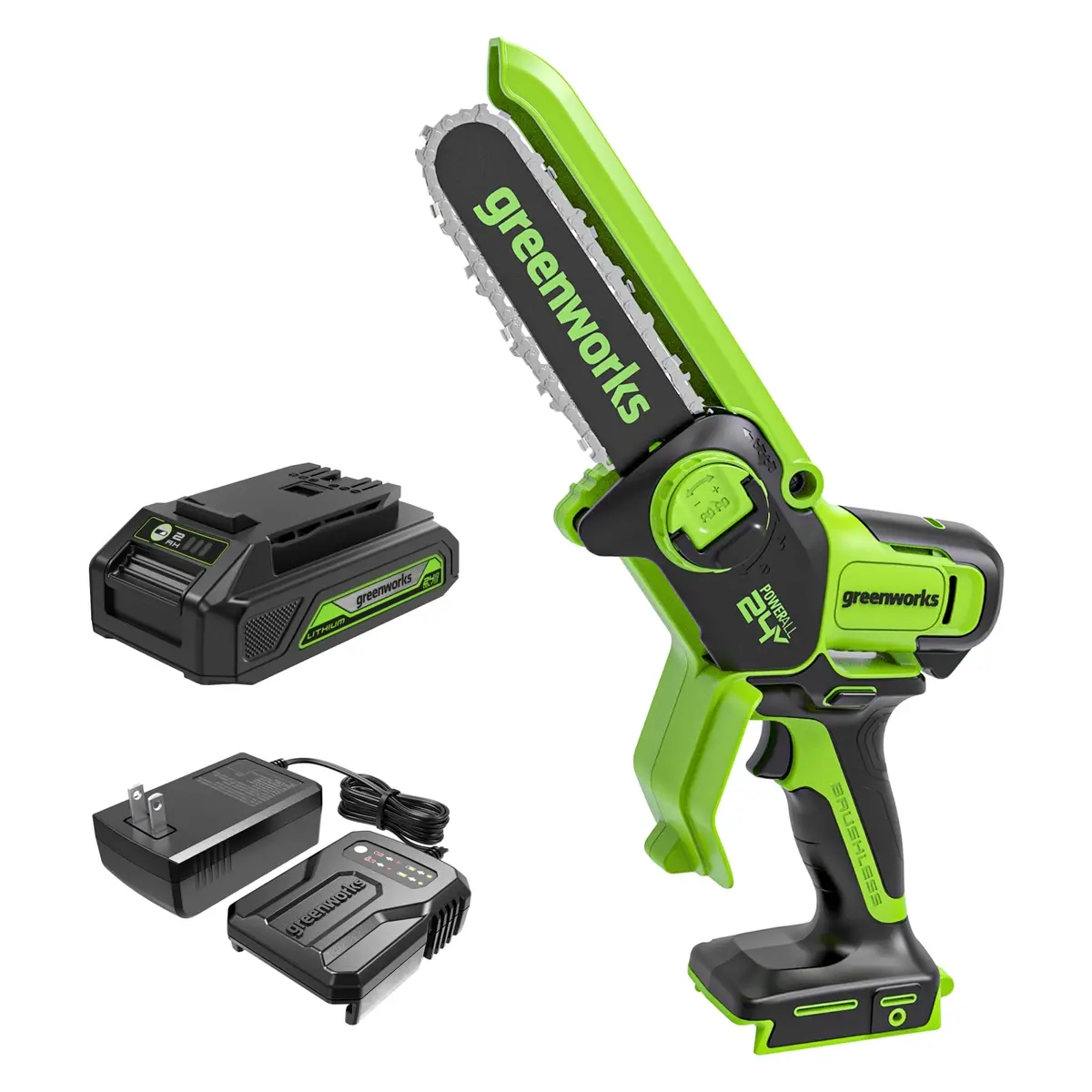 24V 6" Cordless Battery Brushless Pruner Saw: 2.0 Ah Battery And Charger 1