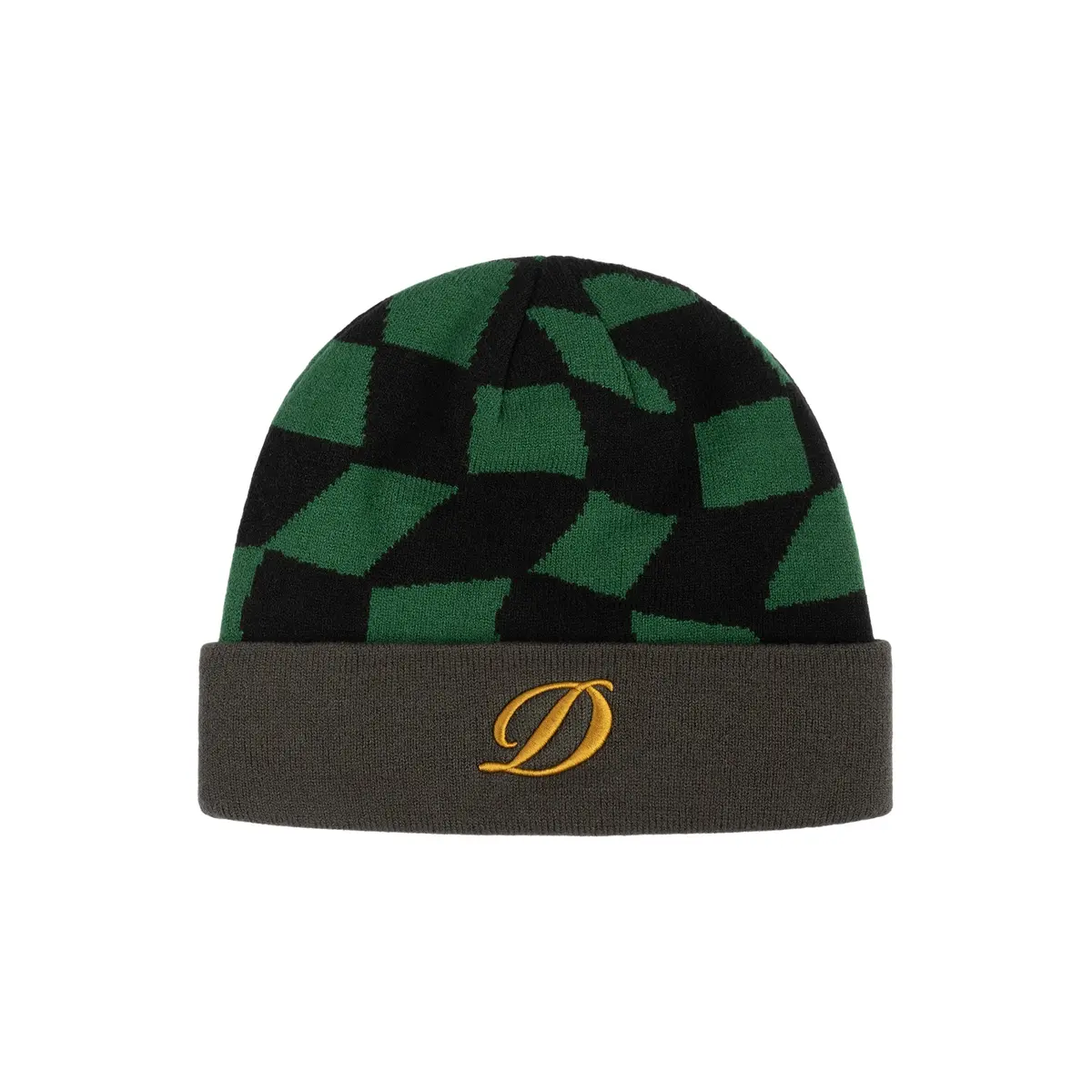 Dime D Checkered Cuff Beanie - Forest Green 1