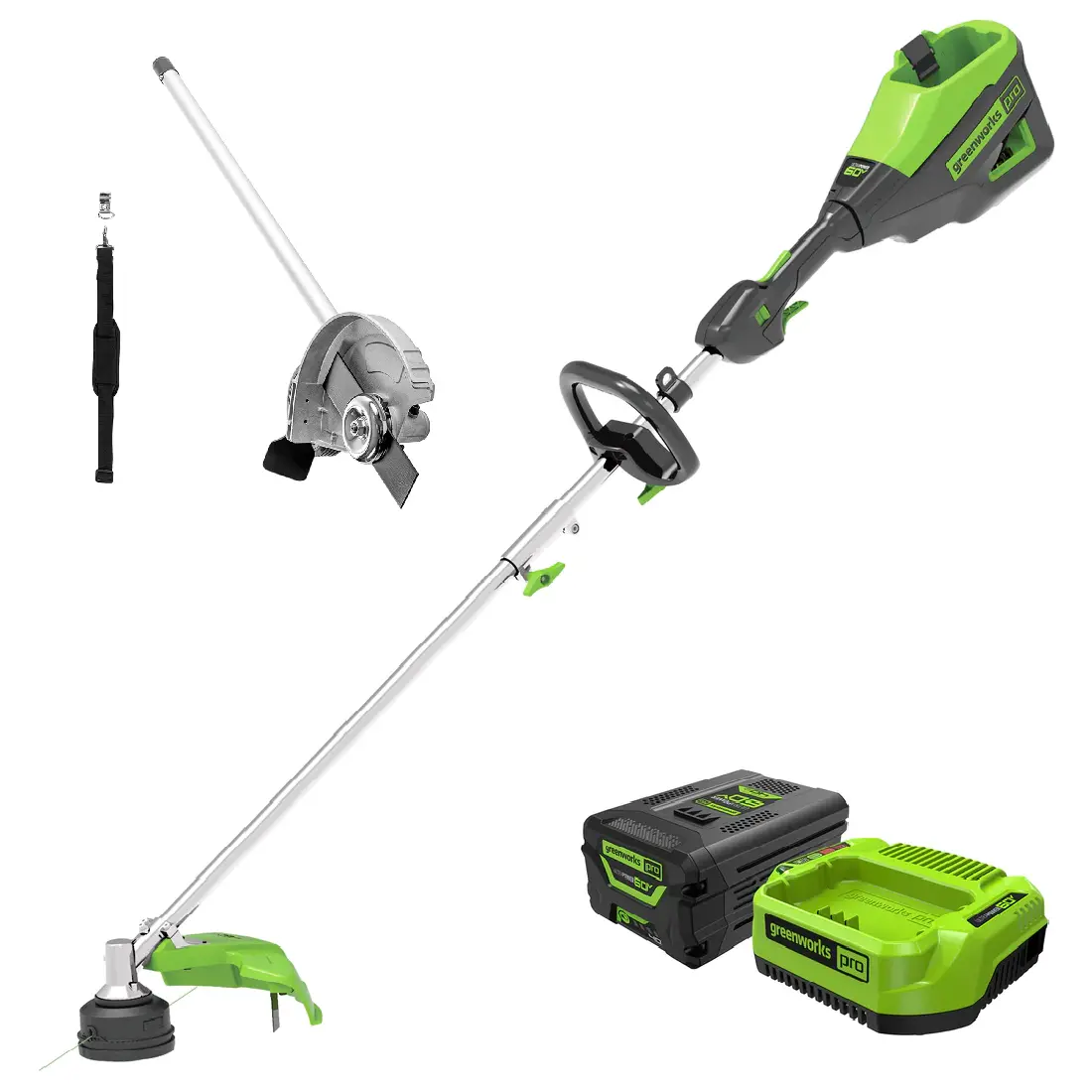 60V 16" Cordless Battery String Trimmer (Attachment Capable) And 8" Edger Attachment Combo Kit: 4.0 Ah Battery And Charger 1