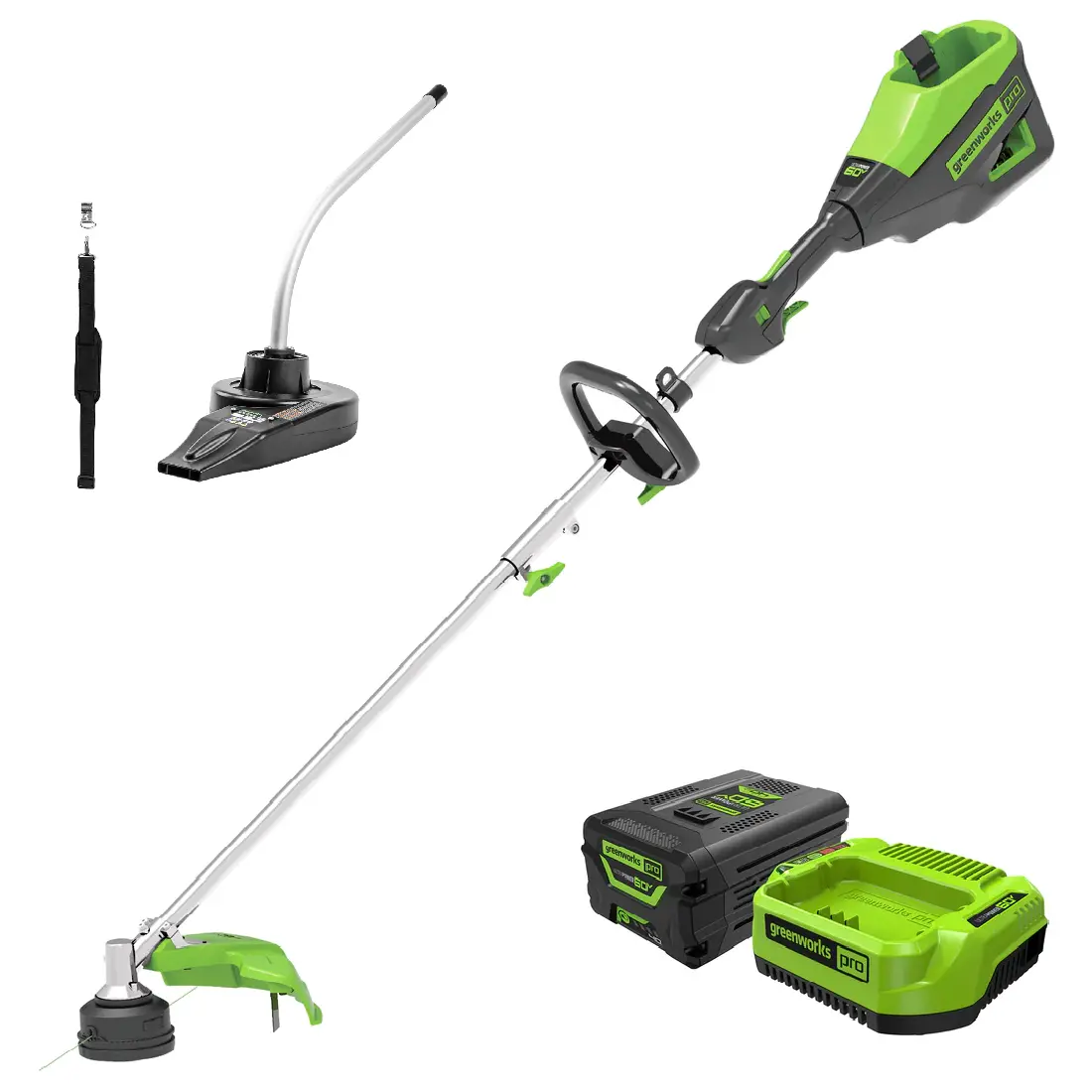 60V 16" Cordless Battery String Trimmer (Attachment Capable) And Horizontal Blower Attachment: 4.0 Ah Battery And Charger 1