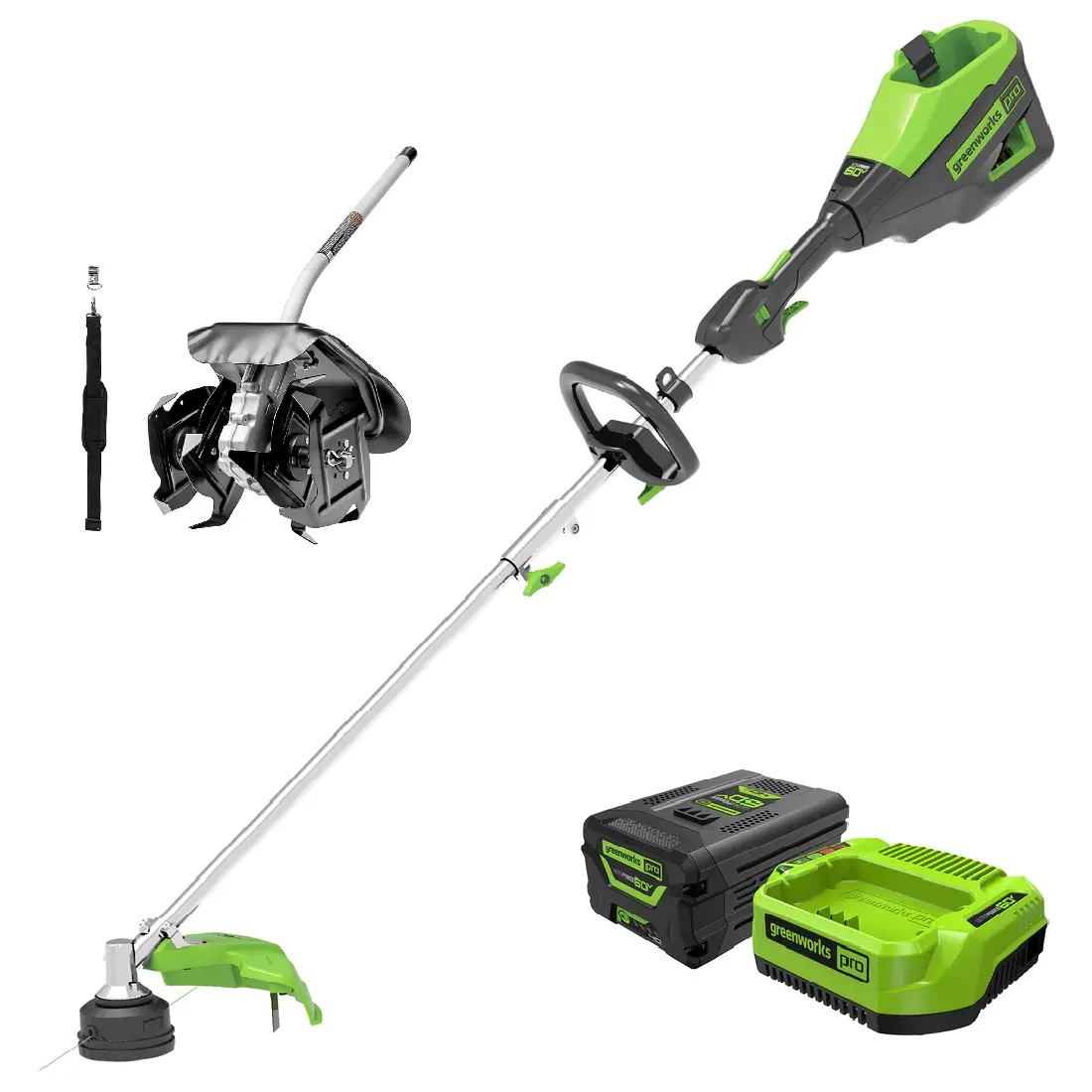 60V 16" Cordless Battery String Trimmer (Attachment Capable)And 10" Cultivator Attachment Combo Kit: 4.0 Ah Battery And Charger 1