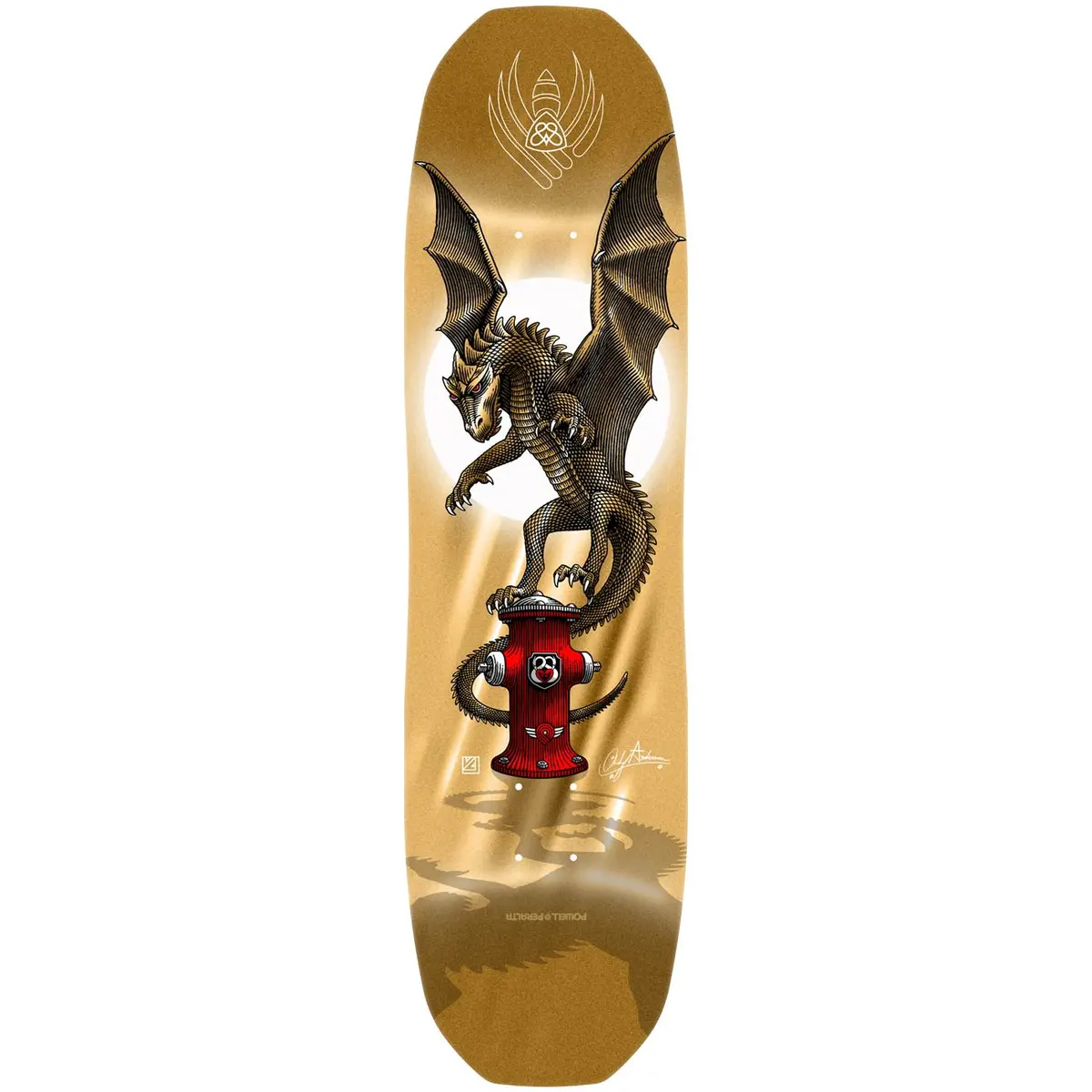 Powell Peralta Pro Andy Anderson Baby Heron (Vajra) Gold Foil Flight® Skateboard Deck, 8.4 X 32.5 1