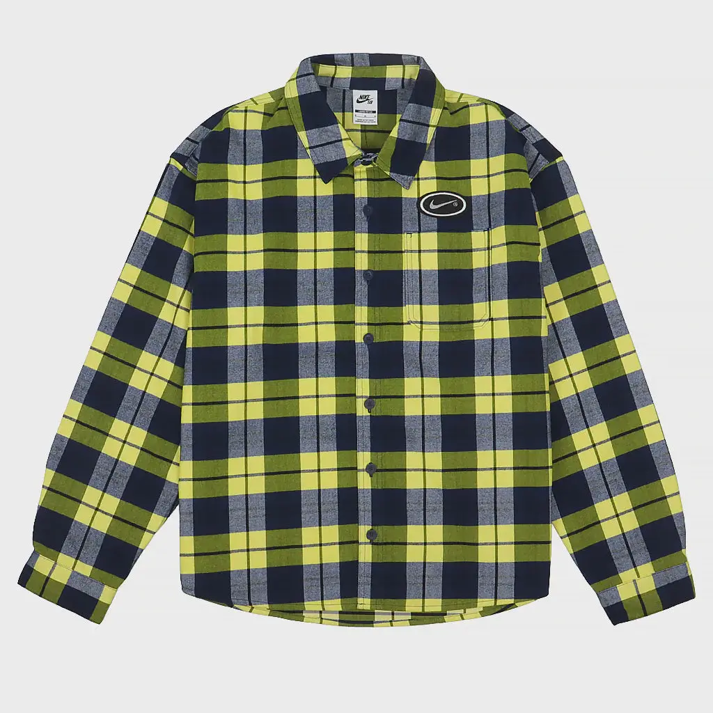 Nike Sb Koston Flannel Shirt - Midnight Navy/Speed Yellow 1