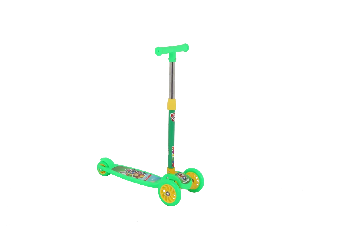 Gs100 Kidjoy Kids Push Scooter For 4–5 Years | Adjustable & Foldable Handlebar, Led Wheels, Gravity Steering & Rear Brake (Green) 1