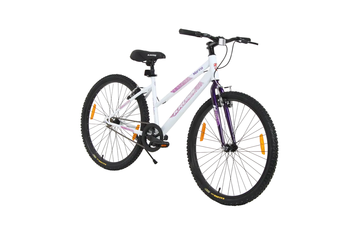 Kross Marina 26T Single Speed Hybrid Lady Cycle | Alloy Rim | V-Brake | White-Purple 1
