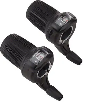 Microshift Ds85 Twist Shifter Set, 7-Speed, Triple, Optical Gear Indicator, Shimano Compatible 1