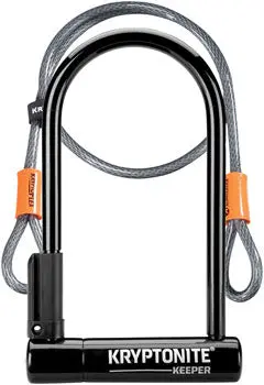 Kryptonite Keeper U-Lock - 4 X 8", Keyed, Black, Includes 4' Cable And Bracket 1