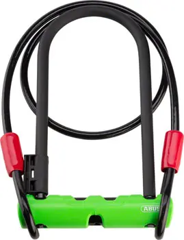 Abus Ultra 410 U-Lock - 3.9 X 9", Keyed, Black/Green, Includes Cobra Cable 1