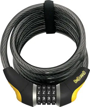 Onguard Doberman Combo Cable Lock: 6' X 12Mm, Gray/Black/Yellow 1