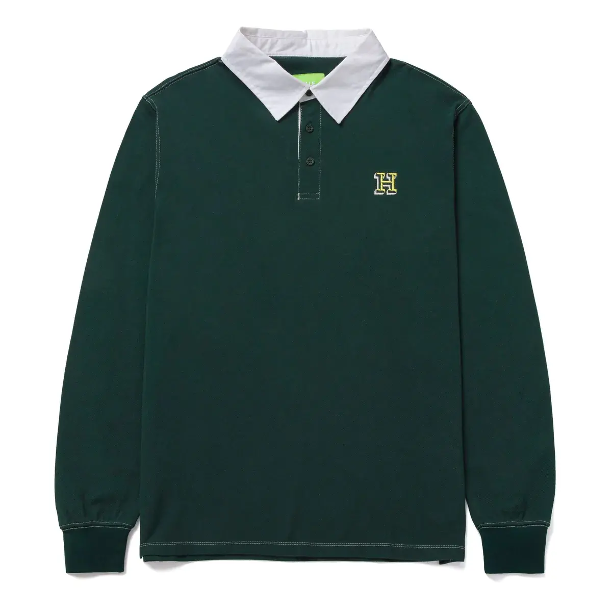 Huf Longden L/S Polo Shirt - Forest Green 1