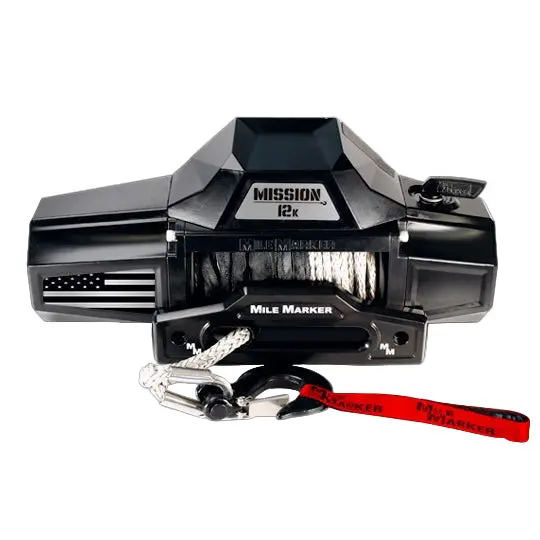 Mile Marker Mission Flag Series Winch – 12,000 Lb Synthetic Rope | Built Tough, Built Proud 1