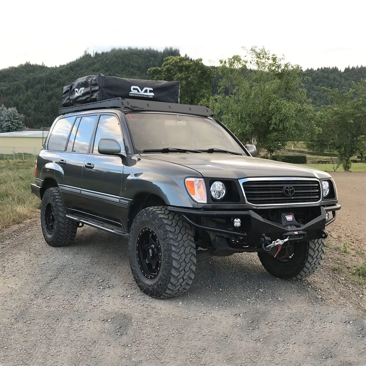 Prinsu Roof Rack For 1998-2007 Toyota Land Cruiser 100 Series - Black Powder Coat (No Drill) 1