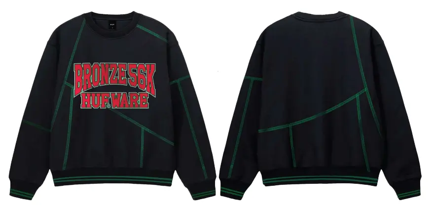 Huf X Bronze 56K Hufware Crewneck Sweater - Black 1