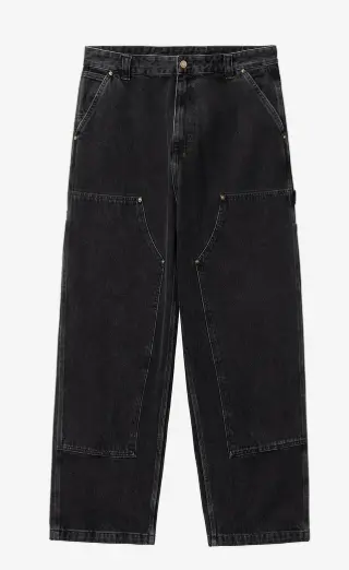 Carhartt Wip Nash Loose Fit Double Knee Pant - Black Stone Washed 1