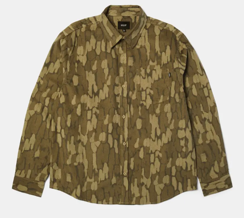 Huf Warped Corduroy Shirt - Muted Camo 1