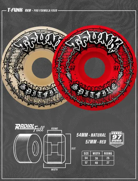 Spitfire T-Funk Raw F4 97D Radial Full Wheels 1