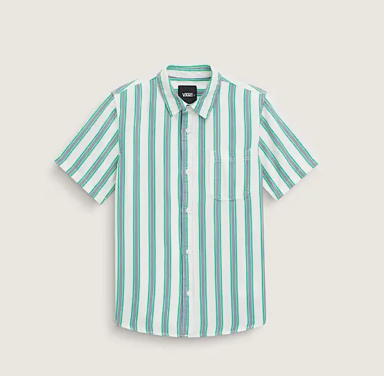 Vans Lawson Strip Button Up Shirt - White/Vivid Verdant Green 1