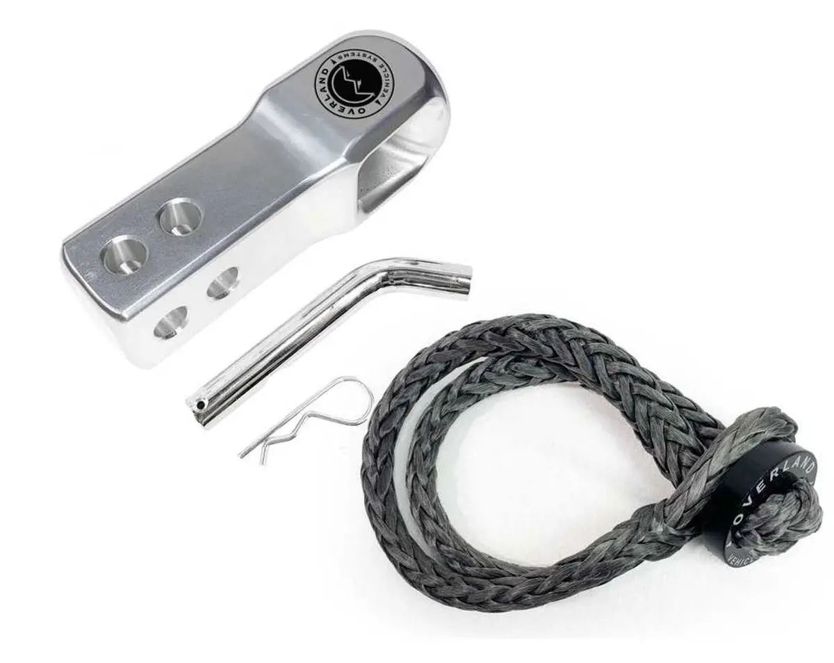 Overland Vehicle Systems Aluminum Hitch Receiver & 5/8" Soft Shackle Kit - Recon Recovery 1