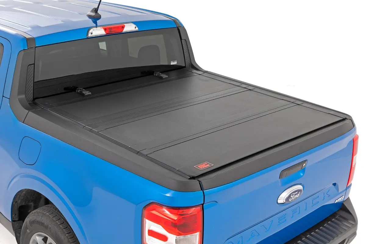 Rough Country Hard Tri Fold Aluminum Tonneau Cover For 2022-2026 Ford Maverick (4'6" Bed) 1