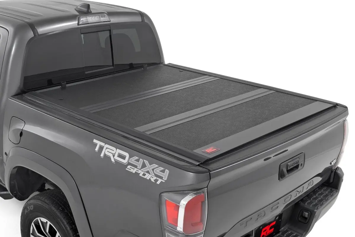 Rough Country Tri Fold Aluminum Tonneau Cover For 2016-2023 Toyota Tacoma (5' Bed) 1