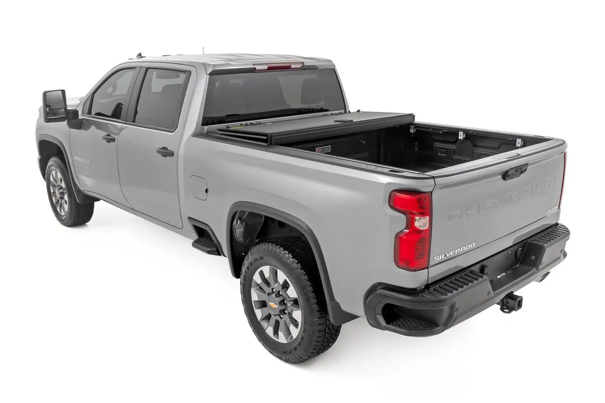 Rough Country Tri Fold Aluminum Hard Tonneau Cover For 2020-2026 Silverado Sierra 2500 3500 1
