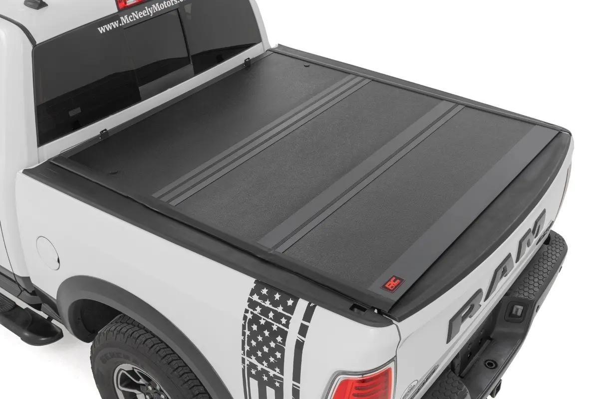Rough Country Low Profile Tri Fold Aluminum Tonneau Cover For  Dodge Ram 1500 2500 3500 (6' 4" Bed) 1