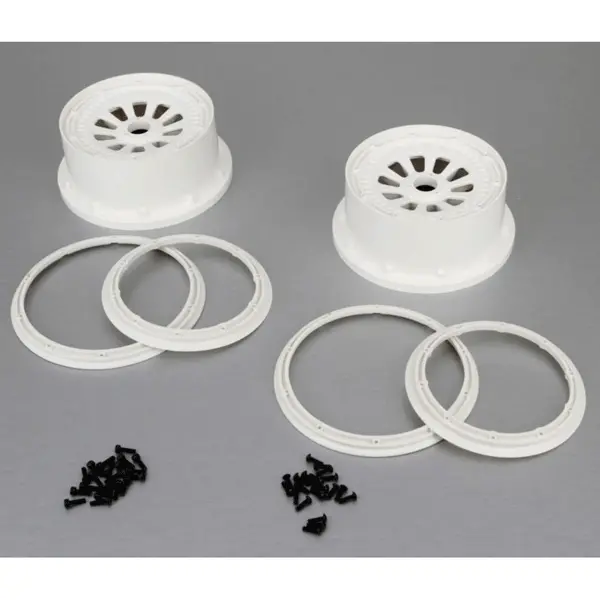 Losi 5Ive-T Wheel Set W/Beadlocks (2) (White) 5Ive-T 1