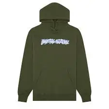 Fucking Awesome Cut Out Logo Hooded Sweater - Army 1