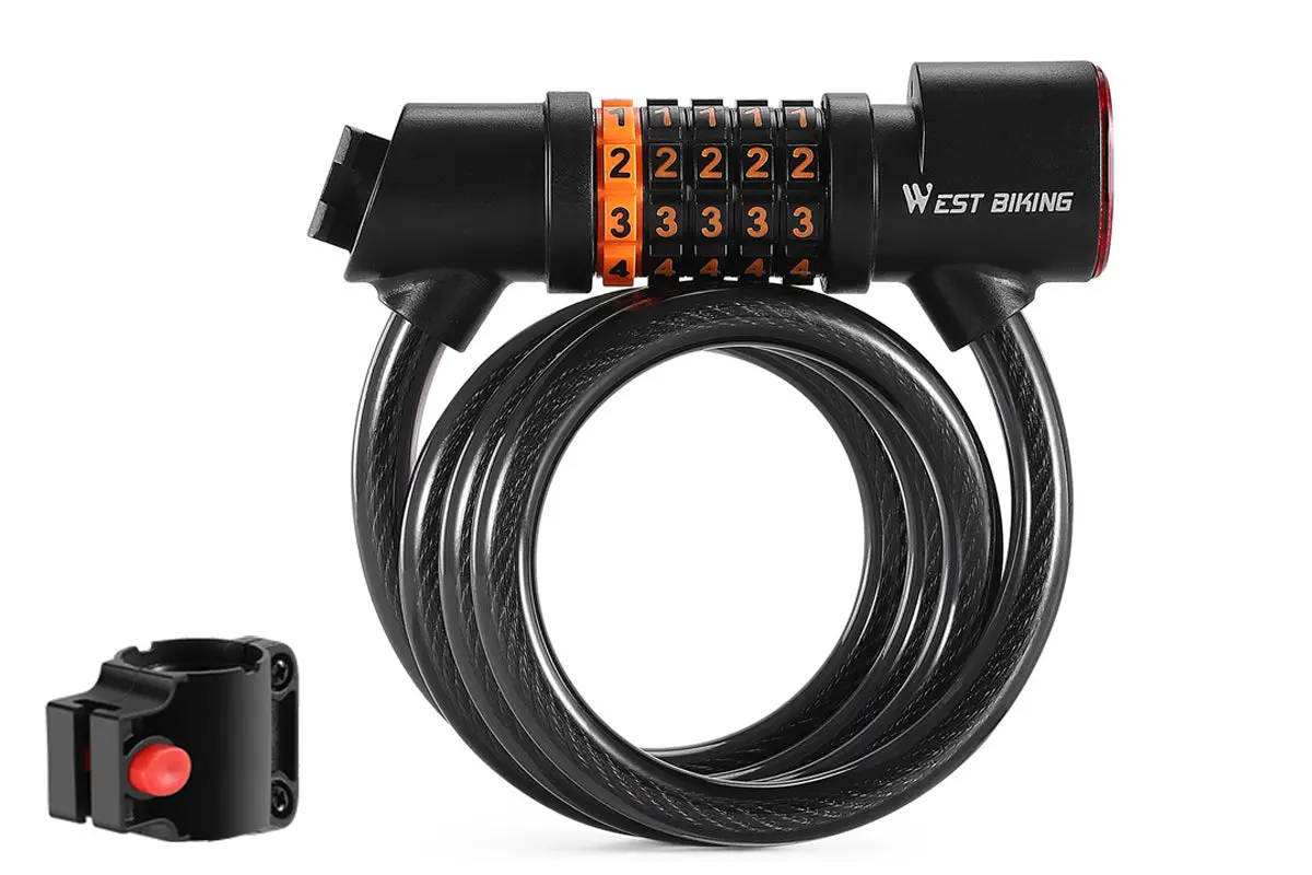 Westbiking Electric Bike Lock Cable With Tail Light 1