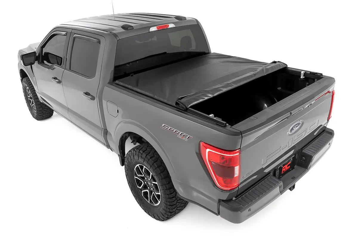 Rough Country 42225650 Soft Roll Up Tonneau Cover For 2022-2024 Ford Lightning (6' 7" Bed) 1