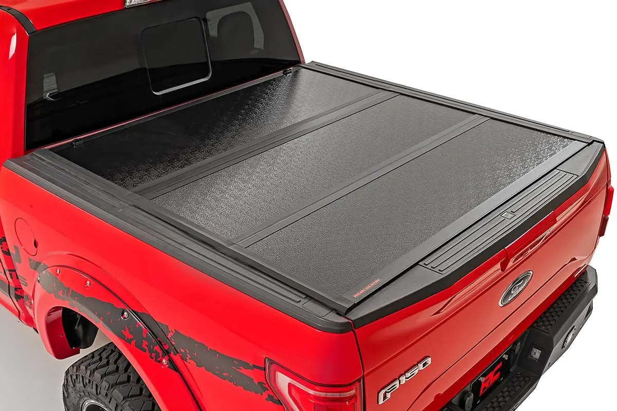 Rough Country 47221550 Low Profile Tri Fold Aluminum Tonneau Cover For 2021-2024 Ford F150 (5'7") 2