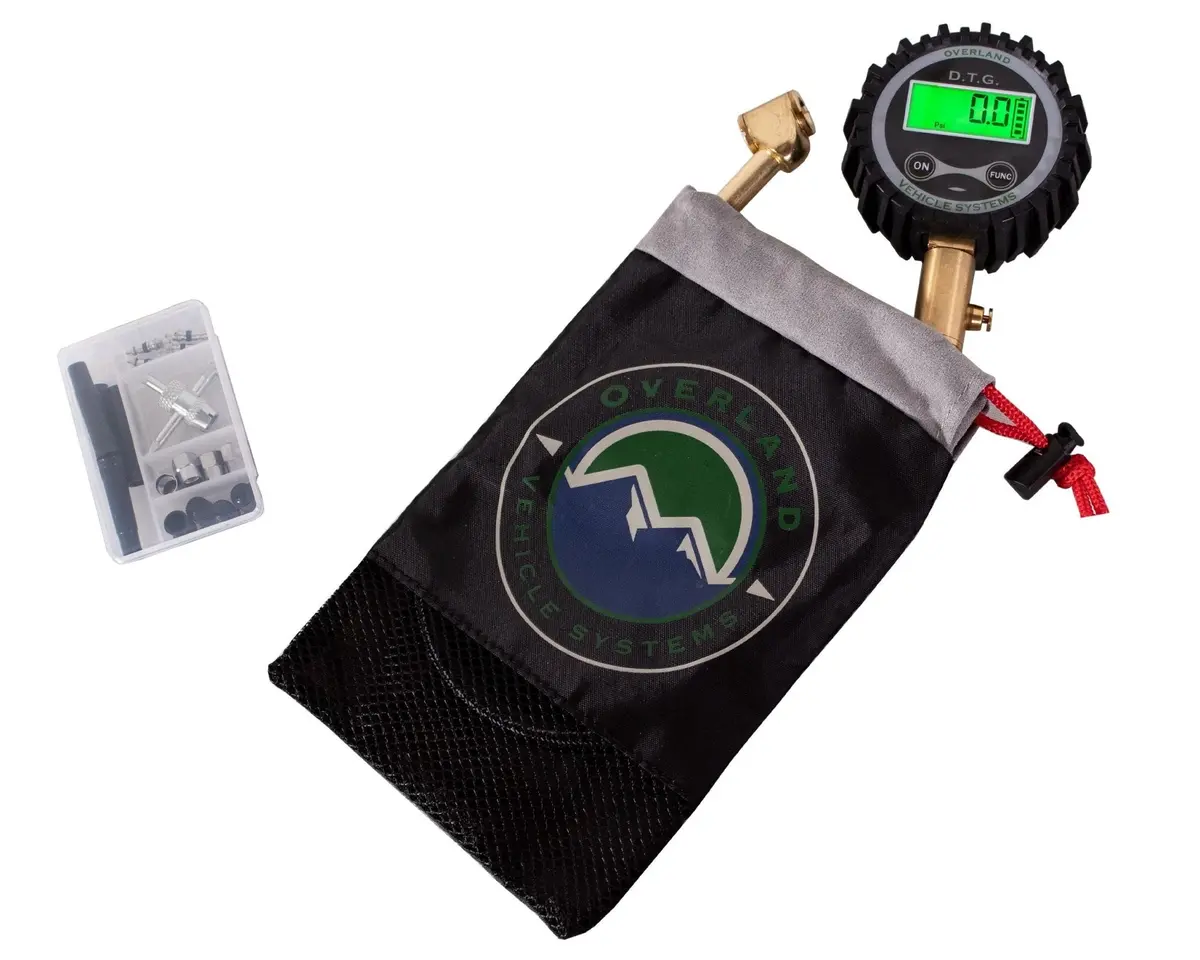 Overland Vehicle Systems Digital Tire Gauge With Valve Kit & Storage Bag - Recon Recovery 1