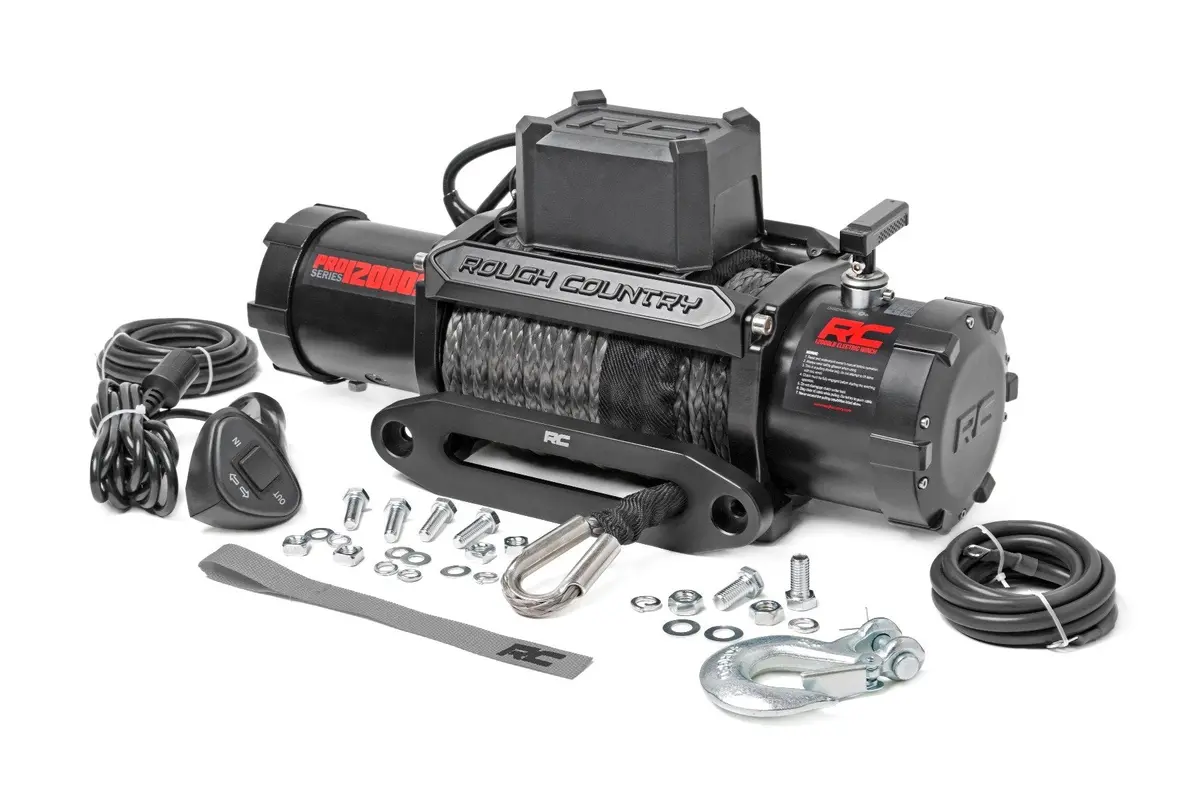 Rough Country Pro12000s Synthetic Rope Electric Winch - 12,000 Lbs. 85 Ft. Line Length 1