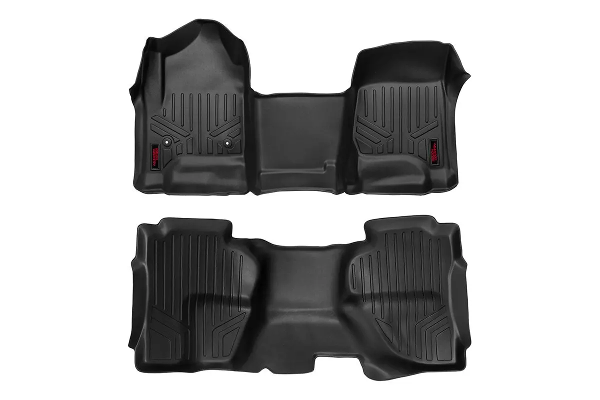 Rough Country Floor Mats  Front & Rear | Over Hump | Extended Cab | 2014-2019 Chevy/Gmc 1500/2500Hd/3500Hd 2Wd/4Wd 1