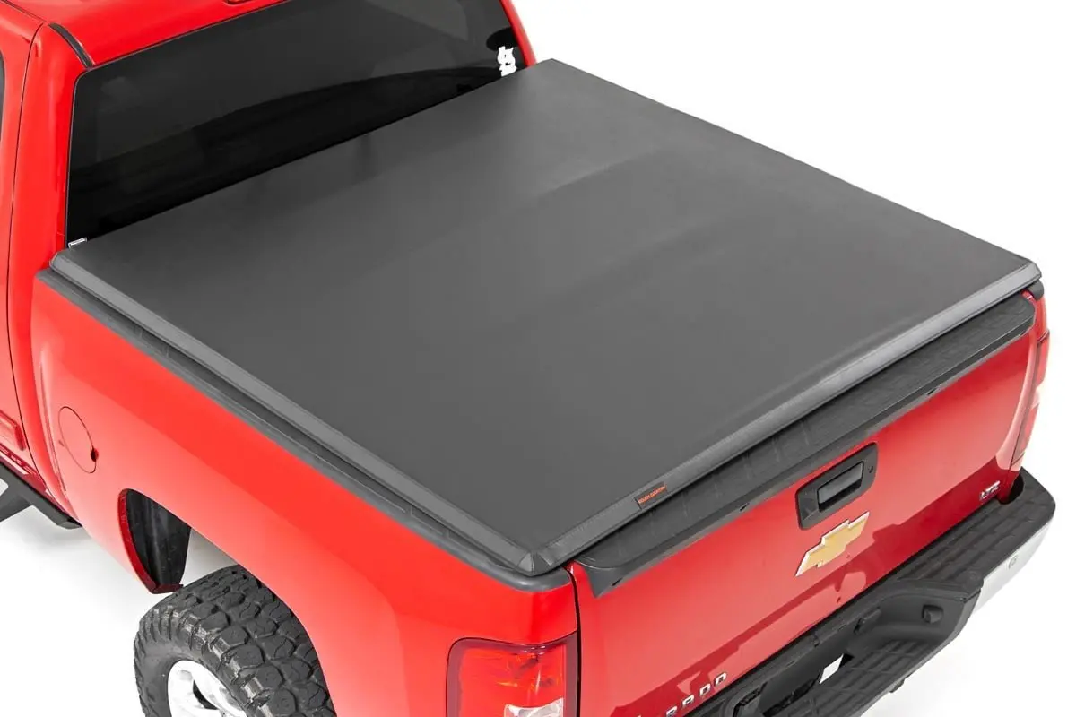 Rough Country Tri-Fold Soft Tonneau Cover For Silverado Sierra 1500 2500Hd 3500Hd 5'9" Bed 1