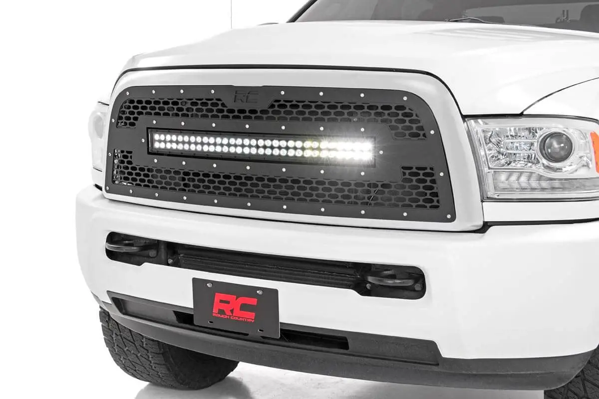 Rough Country Dual 30 Inch Led Mesh Grille Kit For 2013-2018 Ram 2500 & 3500 1