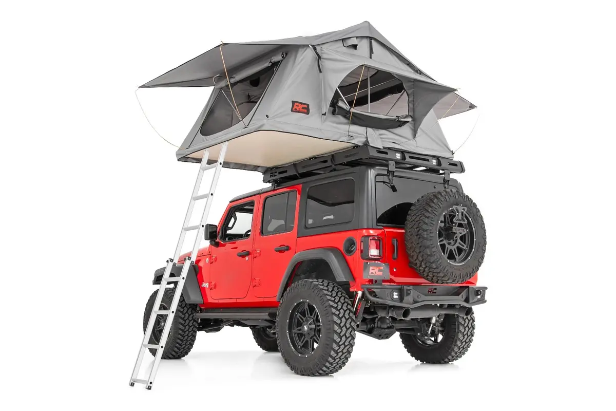 Rc Jeep Wrangler Rooftop Tent With 12V Accessory & Led Light Kit + Extended Ladder - Recon Recovery 1