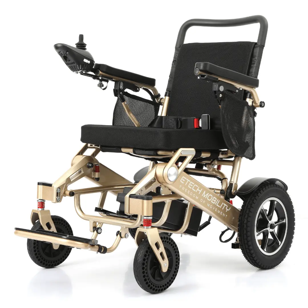 Refurbished Freedom Pro In Champagne | Grade A Lightweight Folding Electric Wheelchair 1