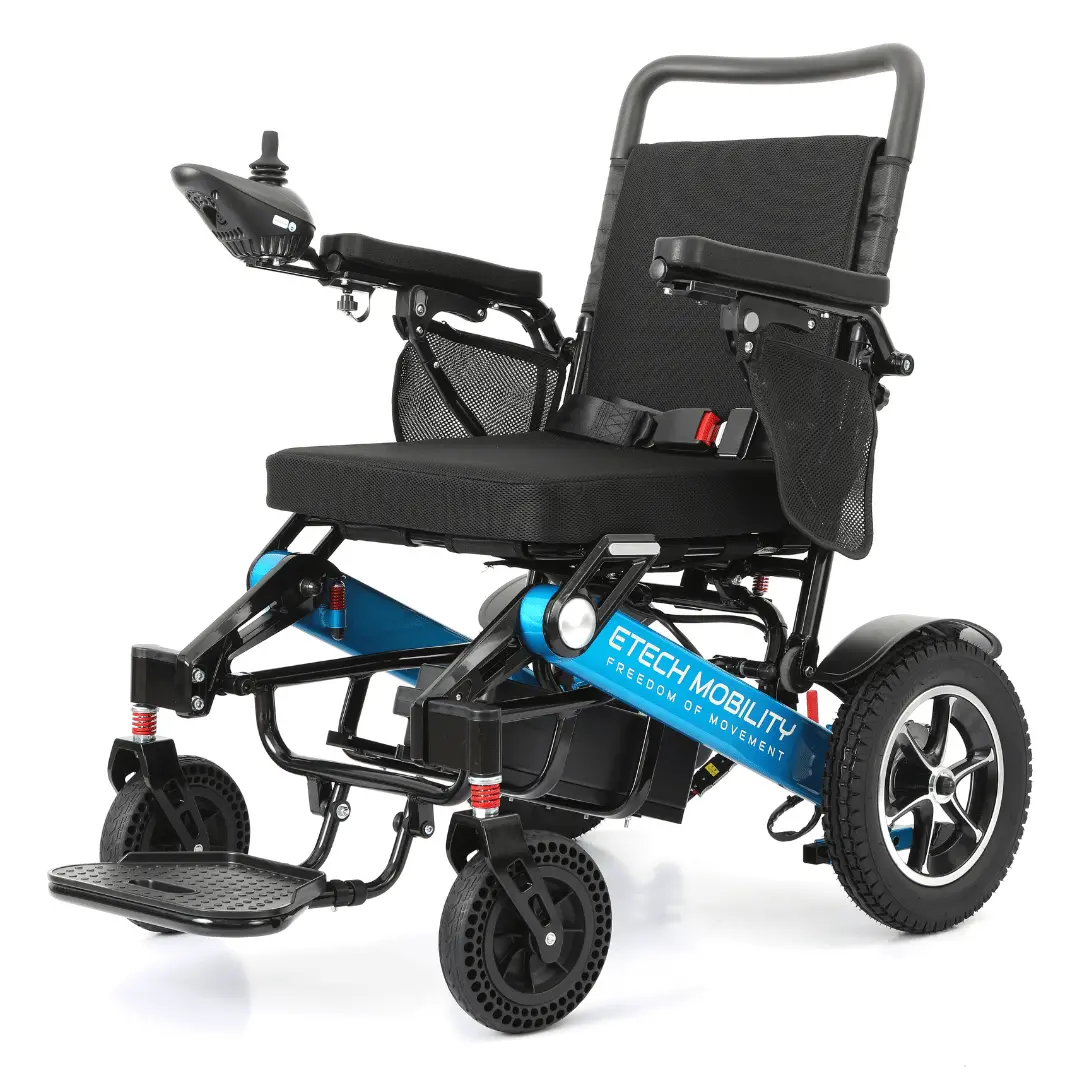 Refurbished Freedom Elite St In Blue – Grade A | Lightweight Folding Electric Wheelchair 1