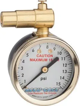 Meiser Presta-Valve Dial Gauge With Pressure Relief: 15Psi 1