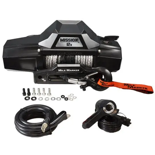 Mile Marker Mission Series Winch – 12V Military-Grade 12,000 Lb Synthetic Rope Winch 1