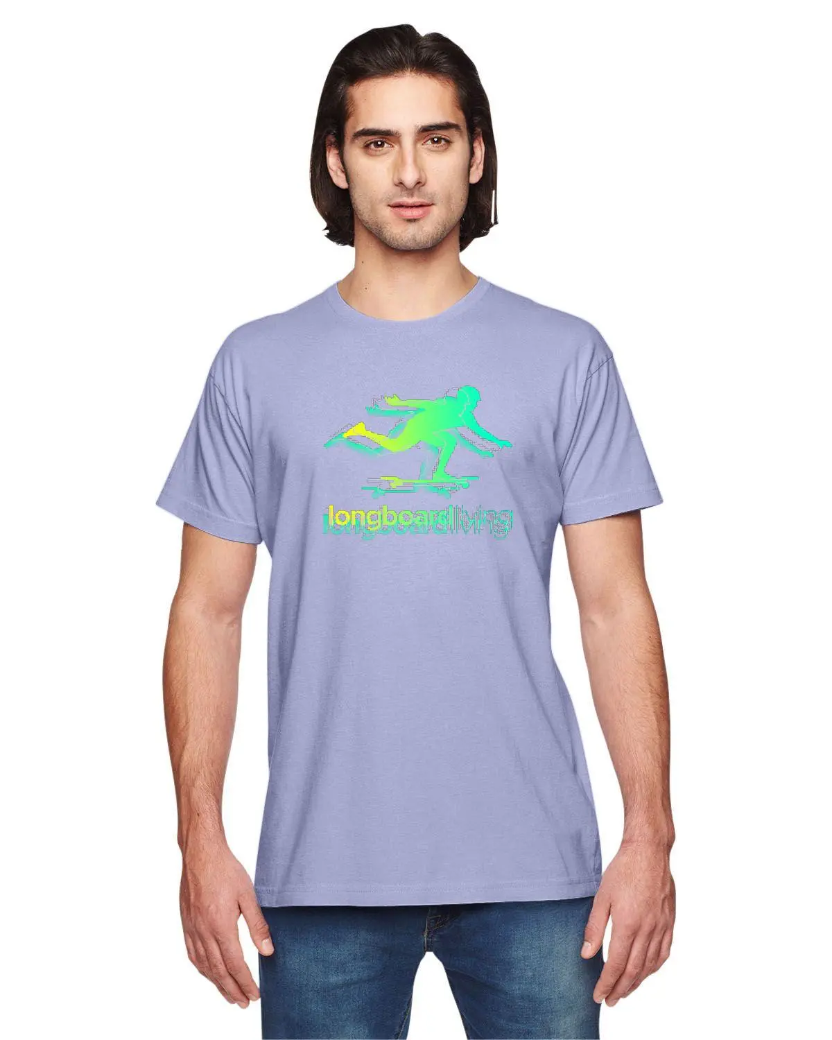 Longboard Living Stencil Shirt - Green / Yellow Fade 1