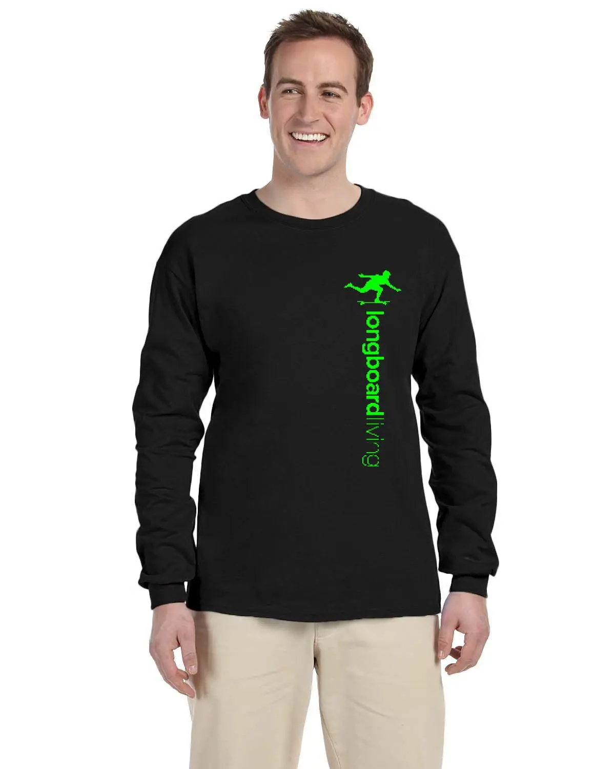Longboard Living Long Sleeve Shirt - Vertical Green Print 1