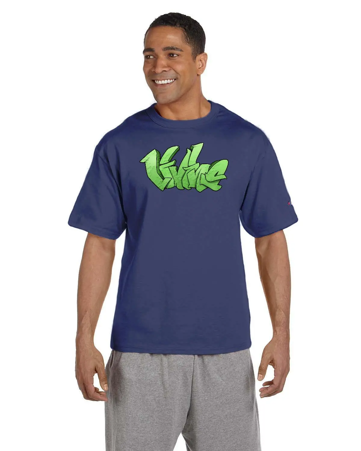 Longboard Living Graffiti Shirt Navy On Champion 1