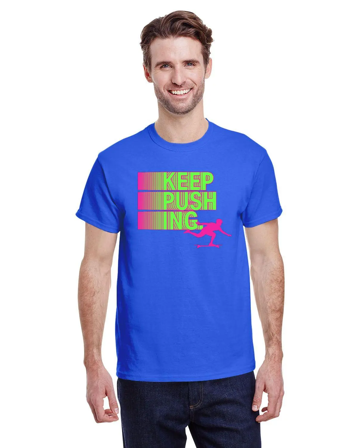 Longboard Living - Keep On Pushing Shirt - Blue 1